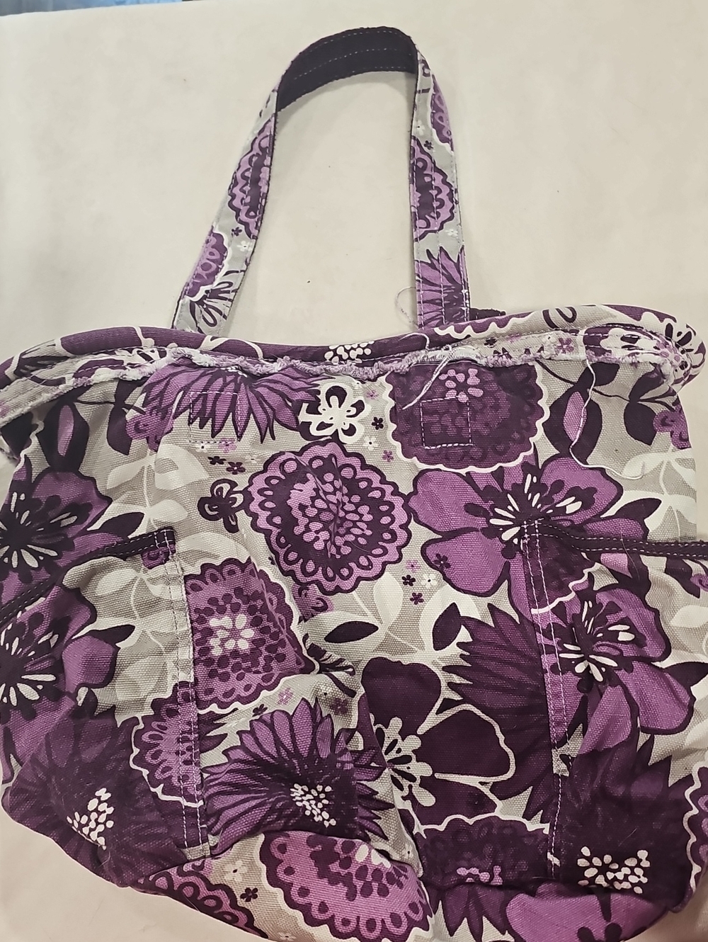 thirty-one Purple Floral Canvas Tote